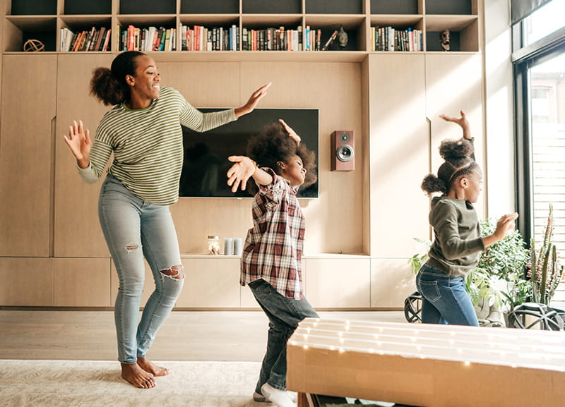 mom dancing with daughters at home mom dancing with daughters at home